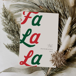 Cartes Pour Fêtes Annuelles Fa La La Modern Red Retro Plaid Famille Noël
