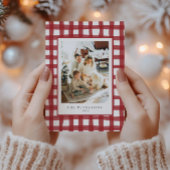 Cartes Pour Fêtes Annuelles Fa La La Modern Retro Plaid Photo famille Xmas