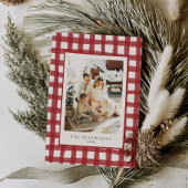 Cartes Pour Fêtes Annuelles Fa La La Modern Retro Plaid Photo famille Xmas
