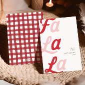 Cartes Pour Fêtes Annuelles Fa La La Modern Rose & Rouge Plaid Famille Noël