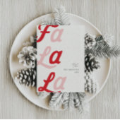 Cartes Pour Fêtes Annuelles Fa La La Modern Rose & Rouge Plaid Famille Noël