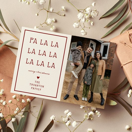 Cartes Pour Fêtes Annuelles FA LA LA Simple Photo Christmas