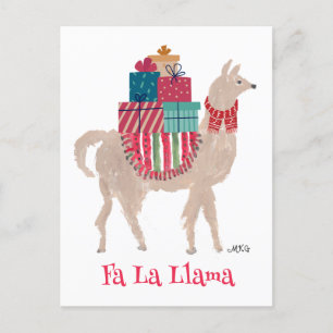 Cartes Pour Fêtes Annuelles Fa La Llama Cute Animal Personnalisé Art Noël