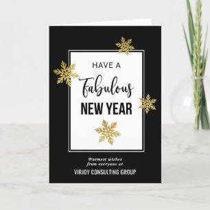 Cartes Pour Fêtes Annuelles Fabuleux Nouvel An Festif Gold Snowflakes Photo