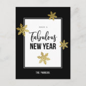 Cartes Pour Fêtes Annuelles Fabulous New Year Élégant Script Gold Snowflakes (Devant)