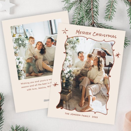 Cartes Pour Fêtes Annuelles Fâcheuse main dessinée Scribble Rétro Noël 2 Photo