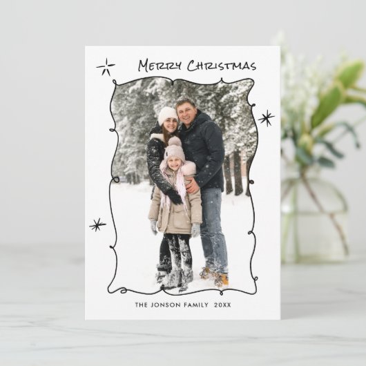 Cartes Pour Fêtes Annuelles Fâcheuse main dessinée Scribble Rétro Noël 3 Photo (Debout devant)