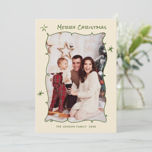 Cartes Pour Fêtes Annuelles Fâcheuse main dessinée Scribble Rétro Noël 3 Photo (Debout devant)