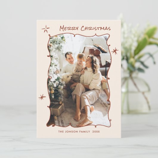 Cartes Pour Fêtes Annuelles Fâcheuse main dessinée Scribble Retro Photo de Noë (Debout devant)