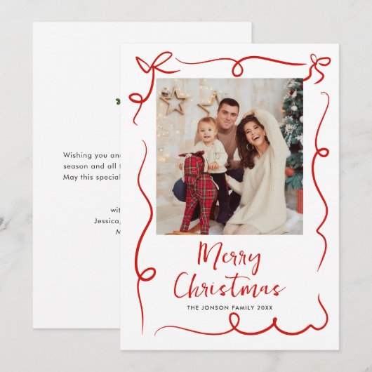 Cartes Pour Fêtes Annuelles Fâcheuse main dessinée Scribble Retro Photo de Noë (Devant / Derrière)