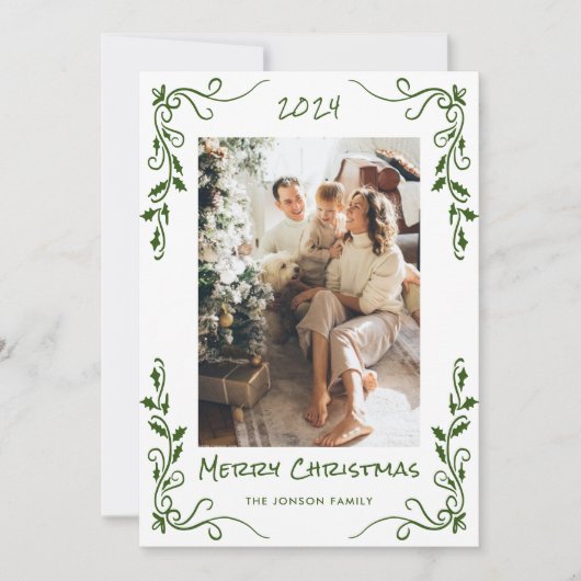 Cartes Pour Fêtes Annuelles Fâcheuse main dessinée Scribble Retro Photo de Noë (Devant)