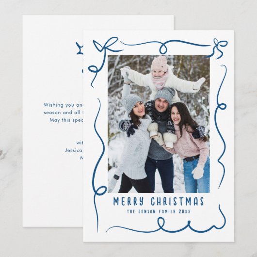 Cartes Pour Fêtes Annuelles Fâcheuse main dessinée Scribble Retro Photo de Noë (Devant / Derrière)