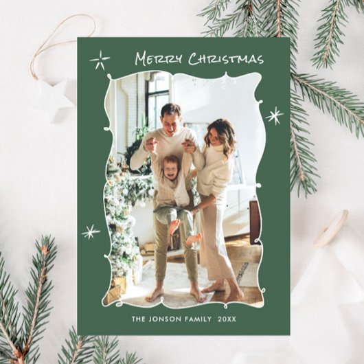 Cartes Pour Fêtes Annuelles Fâcheuse main dessinée Scribble Retro Photo de Noë