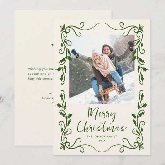 Cartes Pour Fêtes Annuelles Fâcheuse main dessinée Scribble Retro Photo de Noë (Devant / Derrière)