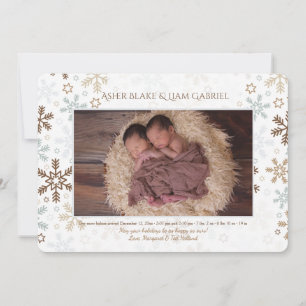 Cartes Pour Fêtes Annuelles Faire Annonce de Naissance Photo Flocons de Neige