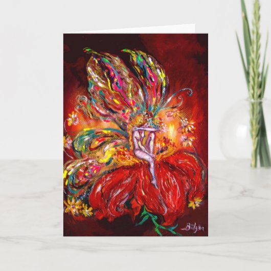 CARTES POUR FÊTES ANNUELLES FAIRY EN ROUGE (Devant)