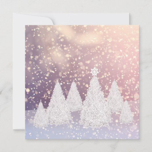 Cartes Pour Fêtes Annuelles Fairytale Arbres de Noël Snowy Scenery (Devant)
