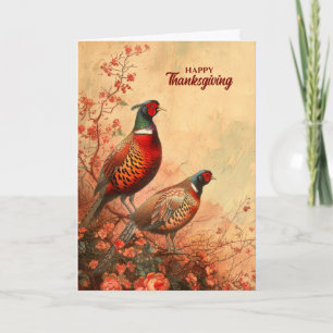 Cartes Pour Fêtes Annuelles Faisans vintage en automne Thanksgiving