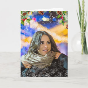 Cartes Pour Fêtes Annuelles Faites Noël Ma Photo ! Superposition de neige mûre