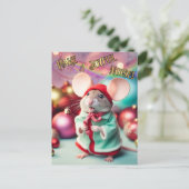 Cartes Pour Fêtes Annuelles Faites Un Joyeux Bruit Bonne Souris Chantant Chris (Debout devant)