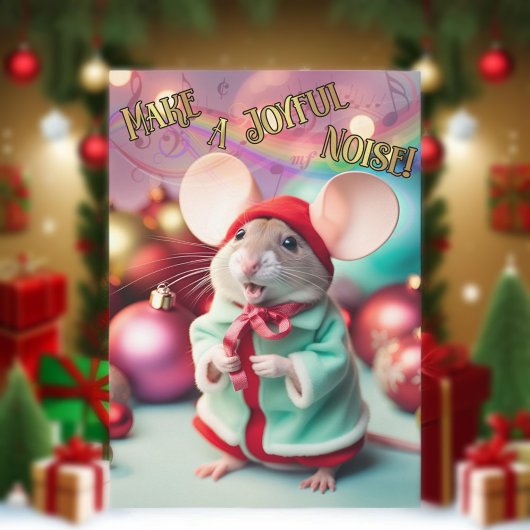 Cartes Pour Fêtes Annuelles Faites Un Joyeux Bruit Bonne Souris Chantant Chris