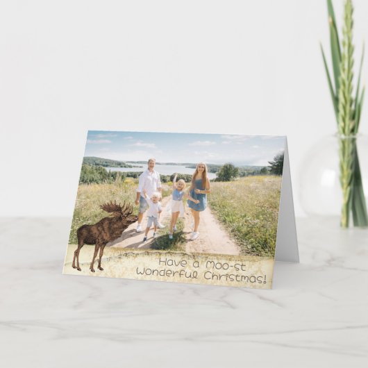 Cartes Pour Fêtes Annuelles Faites un Noël merveilleux à Moo-st ! (Devant)