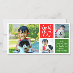 Cartes Pour Fêtes Annuelles Faith Hope Love Color Blocks Noël 3-Pic
