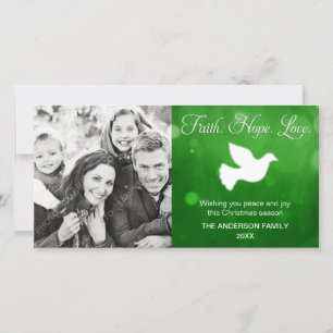 Cartes Pour Fêtes Annuelles Faith Hope Love Religieux Noël Dove Green