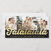 Cartes Pour Fêtes Annuelles Falalala Gold Ombre Script Amusant Noël 3 Photo (Devant)