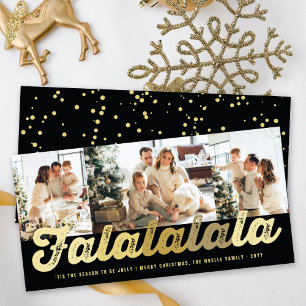 Cartes Pour Fêtes Annuelles Falalala Gold Ombre Script Amusant Noël 3 Photo