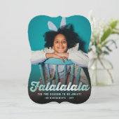 Cartes Pour Fêtes Annuelles Falalala Green Ombre Script Fun Noël Photo (Debout devant)