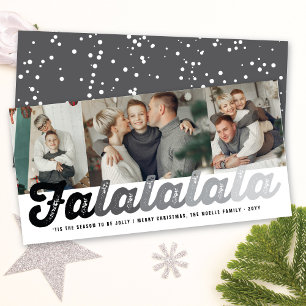 Cartes Pour Fêtes Annuelles Falalala Gris Ombre Script Amusant Noël 3 Photo