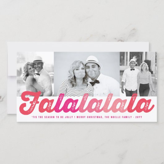 Cartes Pour Fêtes Annuelles Falalala Pink Ombre Script Amusant Noël 3 Photo (Devant)