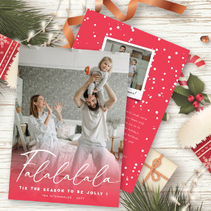 Cartes Pour Fêtes Annuelles Falalalala Fun Script rose Noël moderne Photo
