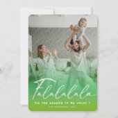 Cartes Pour Fêtes Annuelles Falalalala Jeu amusant Vert Noël Photo moderne (Devant)