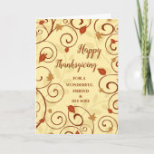 Cartes Pour Fêtes Annuelles Fall Bon thanksgiving Friend et Sa Femme (Devant)