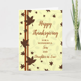 Cartes Pour Fêtes Annuelles Fall laisse Bon thanksgiving Fils Fille dans la lo