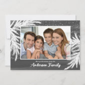 Cartes Pour Fêtes Annuelles Falling Snow Evergreens Photo Grey Noël (Devant)