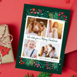 Cartes Pour Fêtes Annuelles Famille 4 Photo Collage aquarelle Foliage<br><div class="desc">Cette carte de Noël familiale présente de charmantes aquarelles botaniques et des photos chères, capturant la chaleur et la convivialité de la saison des fêtes dans un design élégant. Partagez-le avec des êtres chers pour transmettre l'amour et l'unité qui définissent votre famille pendant cette période spéciale. Vous pouvez customiser tous...</div>