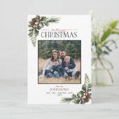 Cartes Pour Fêtes Annuelles Famille au motif écossais baie de forêt rustique e (Debout devant)