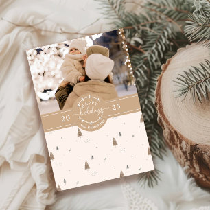 Cartes Pour Fêtes Annuelles Famille Bohème Minimaliste Photo Moderne Joyeuse