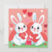 Cartes Pour Fêtes Annuelles Famille Bunny Heureuse Sainte-Valentin (Devant)