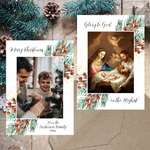 Cartes Pour Fêtes Annuelles Famille chrétienne religieuse Photo Joyeux Noël