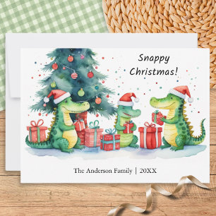 Cartes Pour Fêtes Annuelles Famille d'alligators fantaisistes et drôles pour u