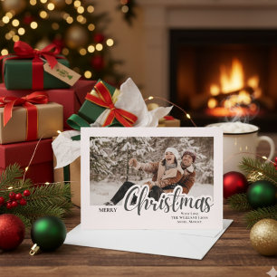 Cartes Pour Fêtes Annuelles Famille de calligraphie moderne Photo de Noël