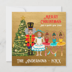 Cartes Pour Fêtes Annuelles Famille de Casse-Noisette drôle de cinq personnes