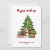 Cartes Pour Fêtes Annuelles Famille de chien Basset Hound Noël (Devant)