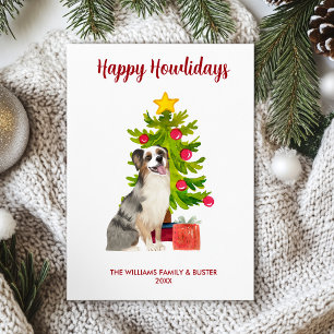Cartes Pour Fêtes Annuelles Famille de chien berger australien Noël