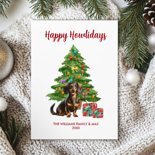 Cartes Pour Fêtes Annuelles Famille de chien Dachshund Noël