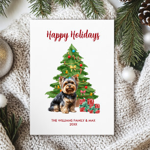 Cartes Pour Fêtes Annuelles Famille de chien Yorkie Noël